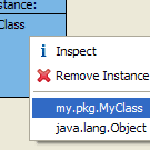 Right-clicking on an instance shows methods.
